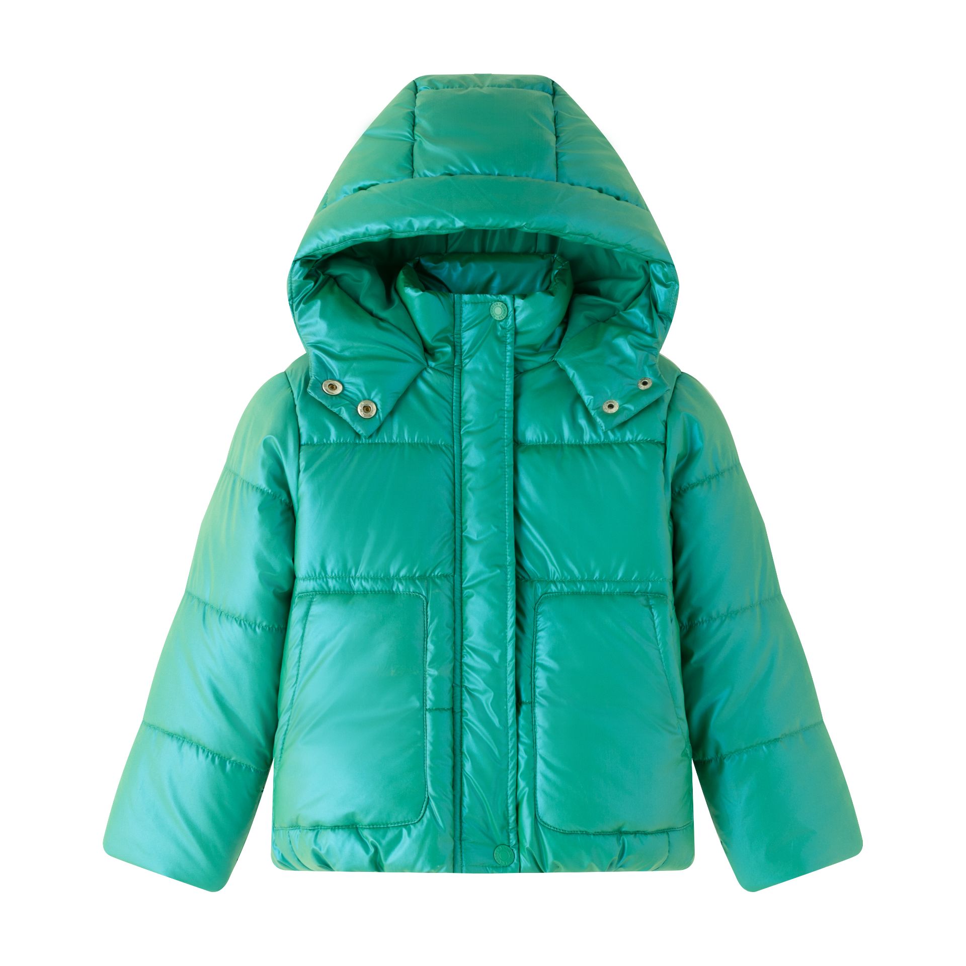 Casaco acolchoado verde de criança com capuz