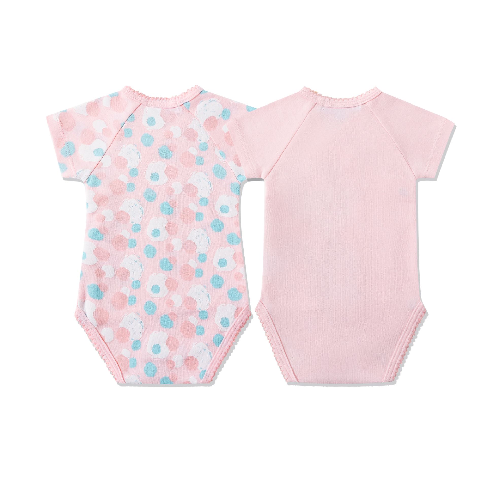 Bodies de bebé rosa com padrão de manchas e liso