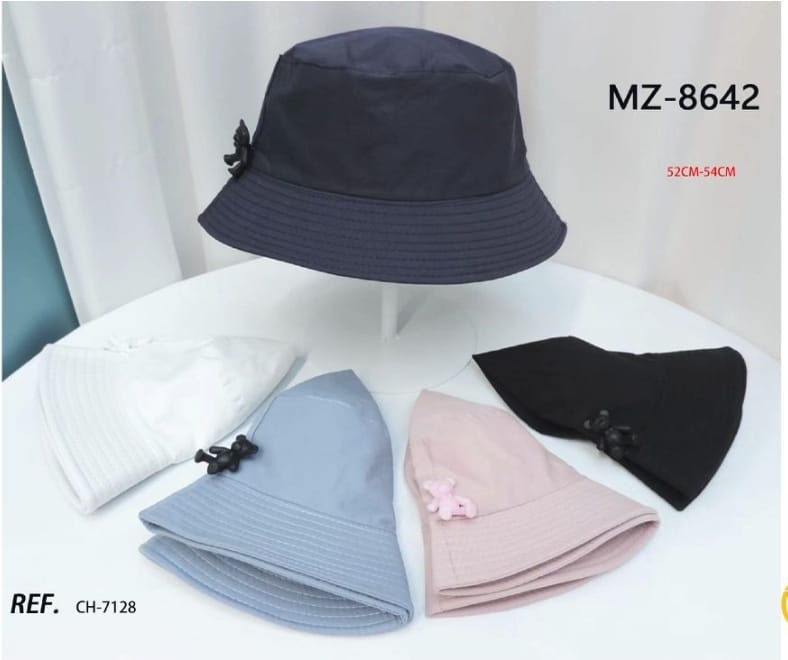 Chapéis bucket coloridos com ornamento de laço e ajuste de tamanho