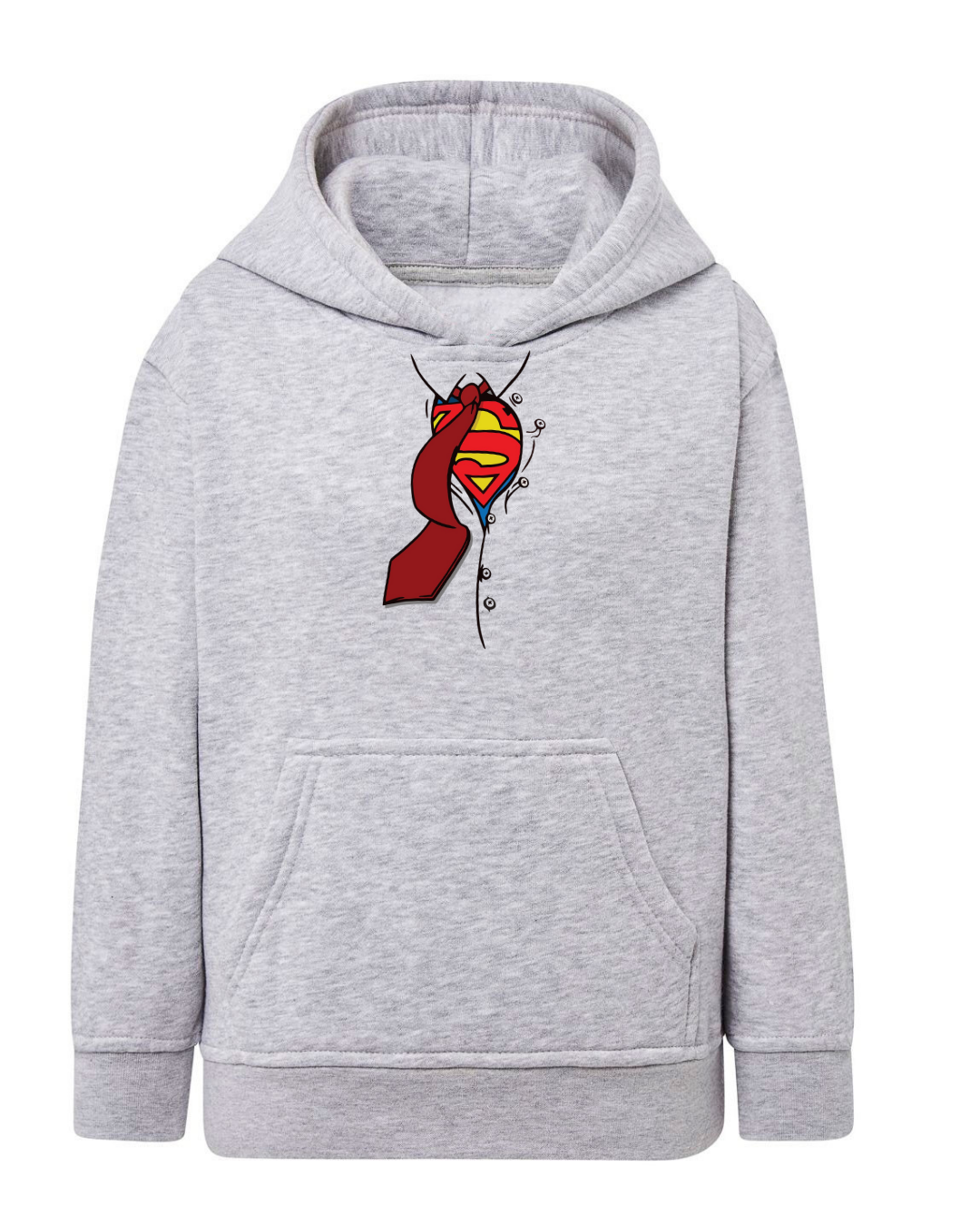 Sweatshirt cinzenta clara com capuz e estampa do logo do Superman