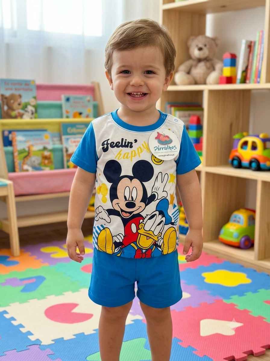 Camisola e calção de criança com estampado de personagens da Disney