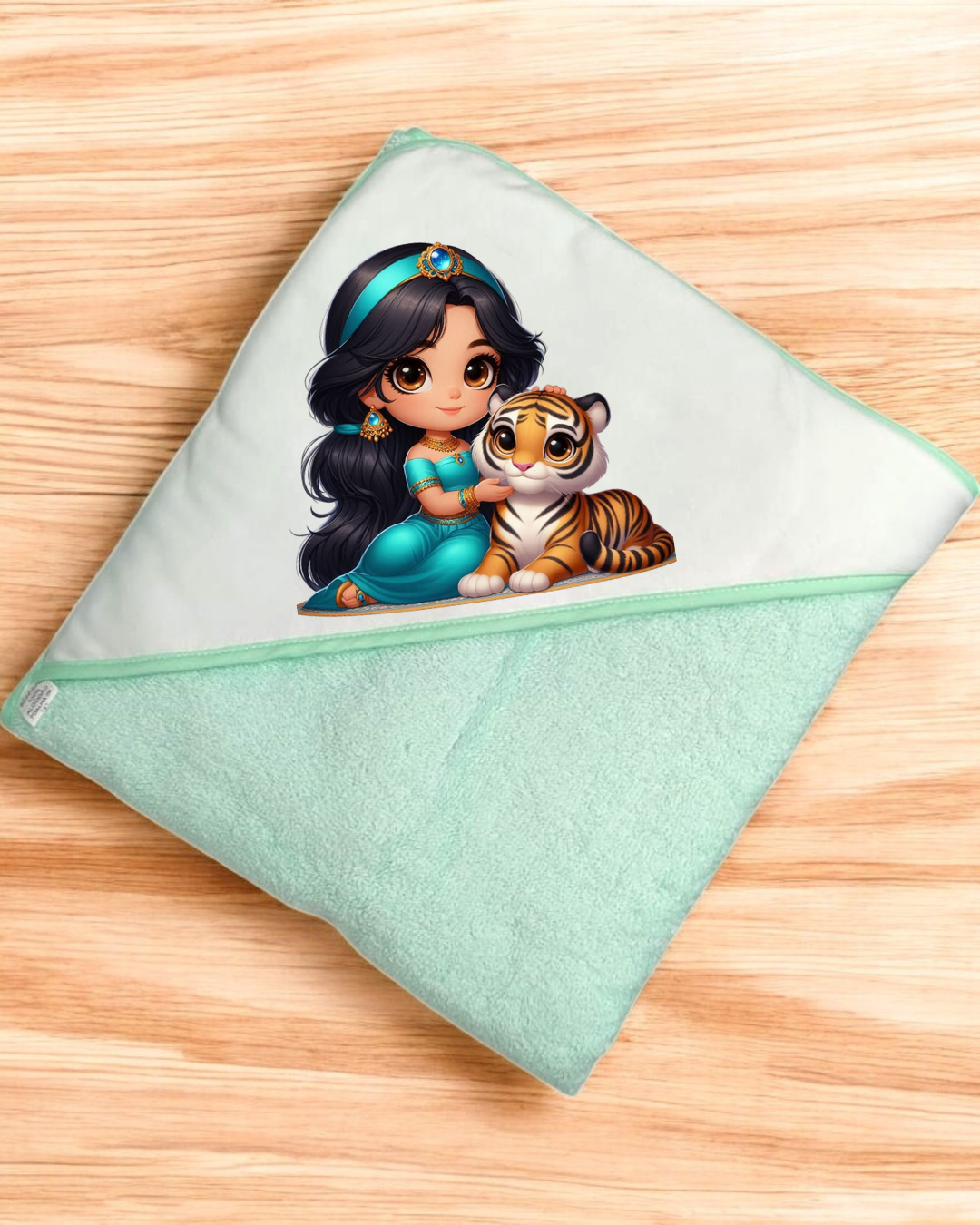 Toalha de banho para bebé com estampa de personagem de desenho animado e tigre bebé