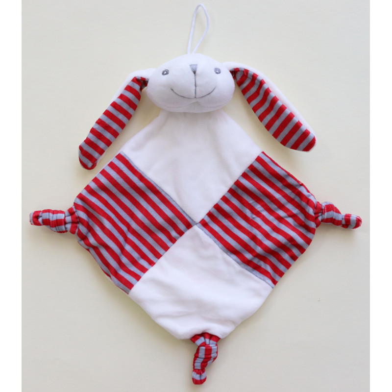 Manta de peluche com orelhas de coelho vermelhas e brancas