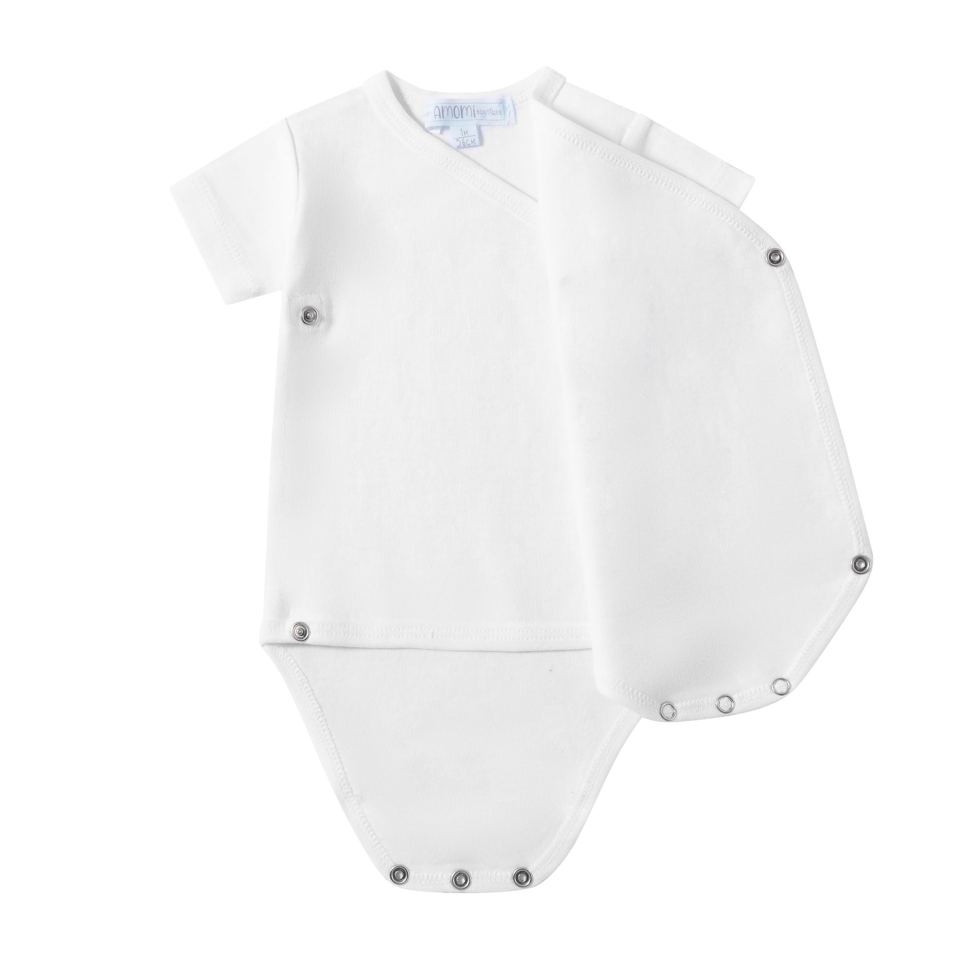 Body cruzado branco para bebé com fechos