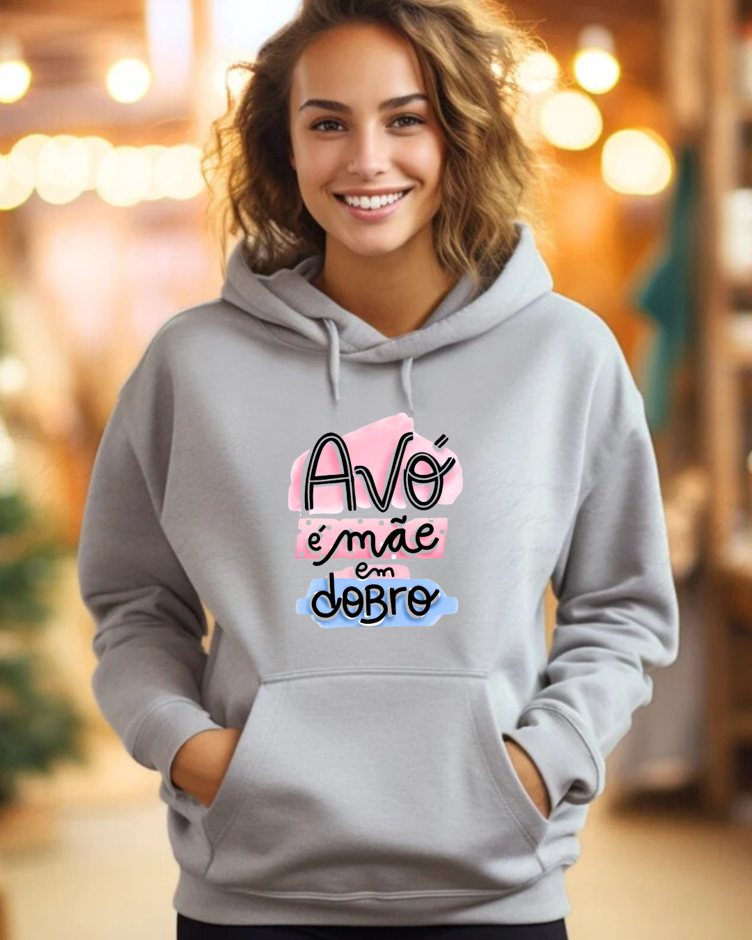 Sweatshirt cinzenta com texto estampado 