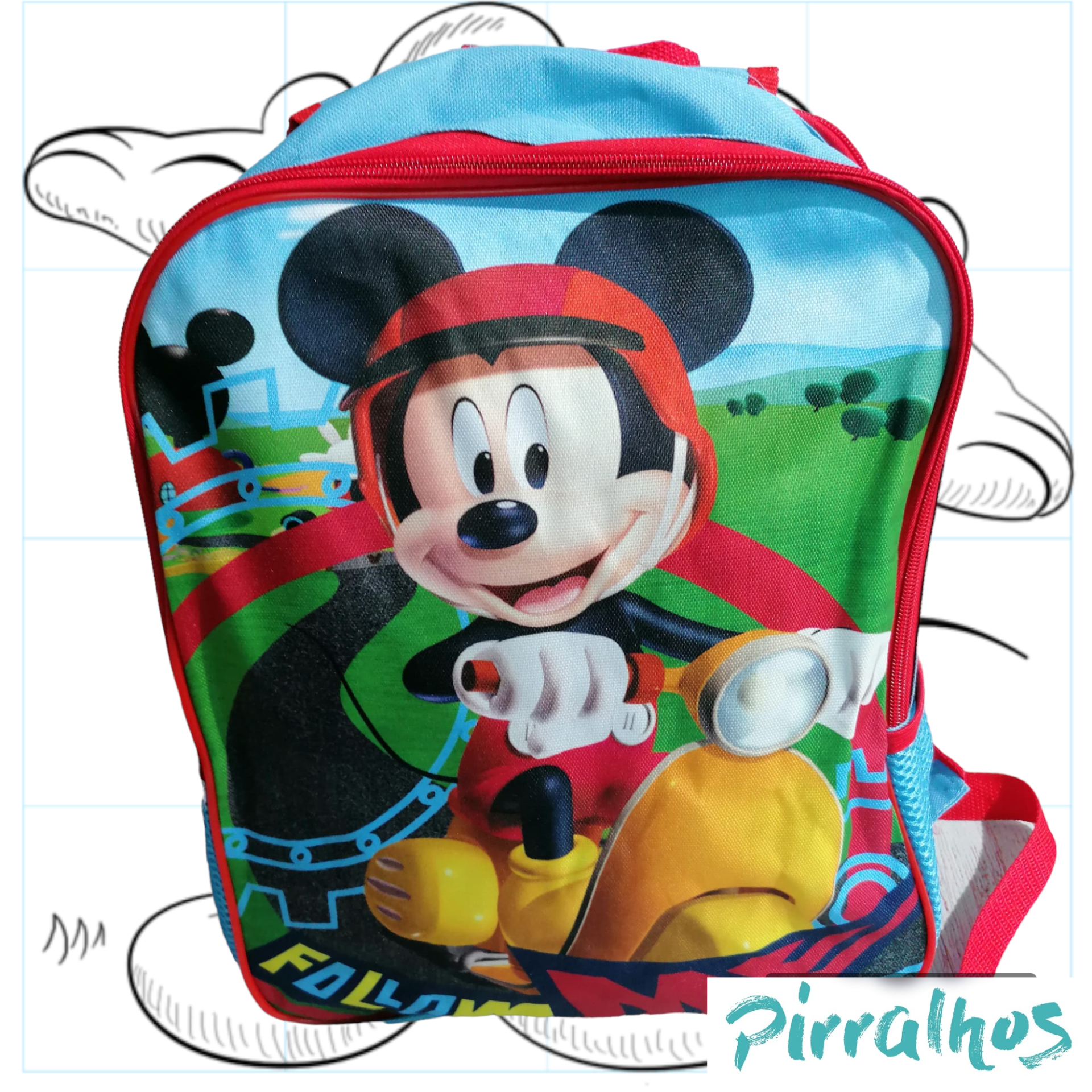 Mochila infantil com estampa do Mickey Mouse em cores vivas