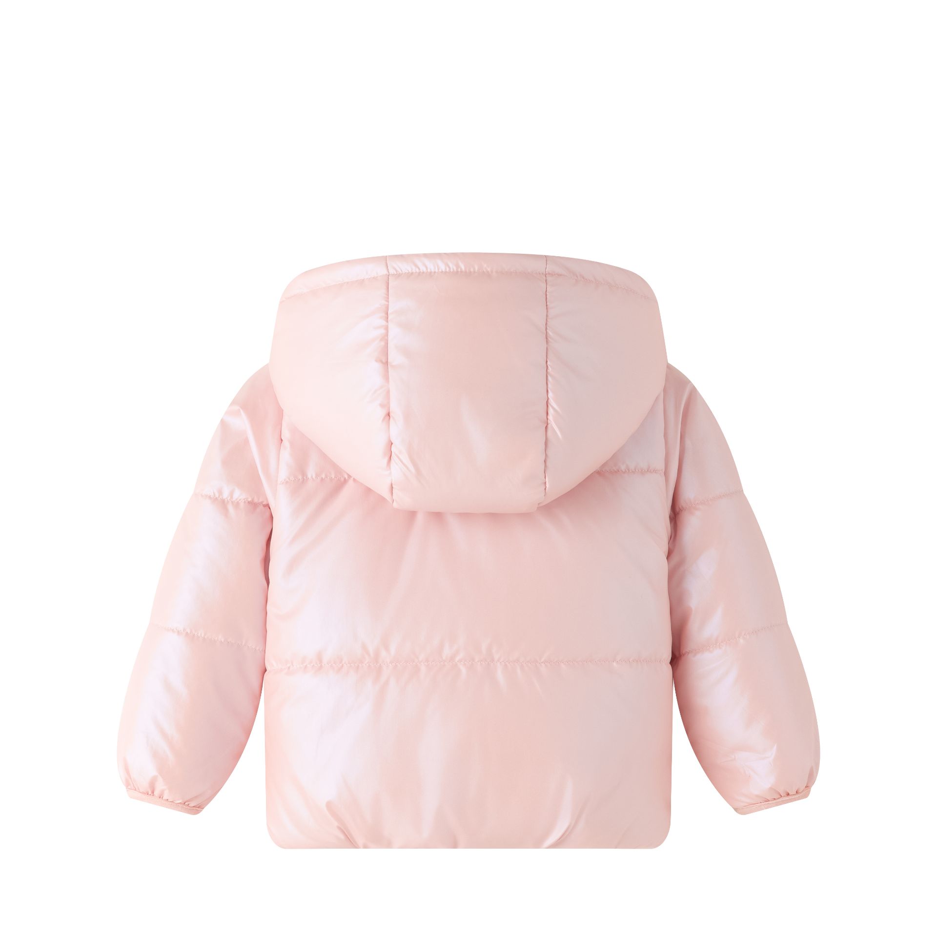 Casaco infantil rosa claro acolchoado com capuz