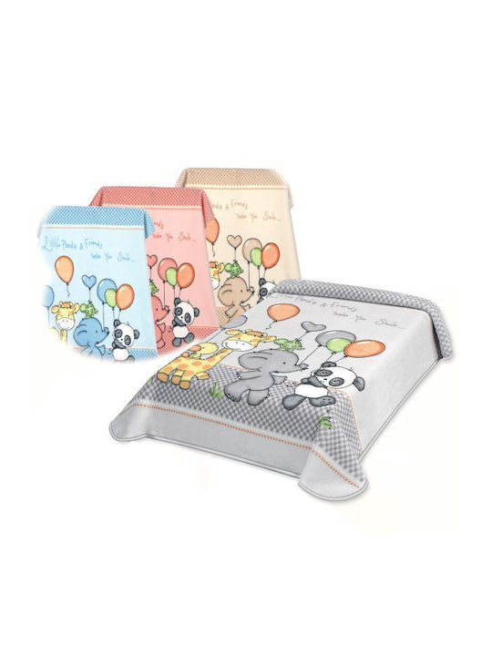 Cobertores infantis coloridos com estampas de animais e balões