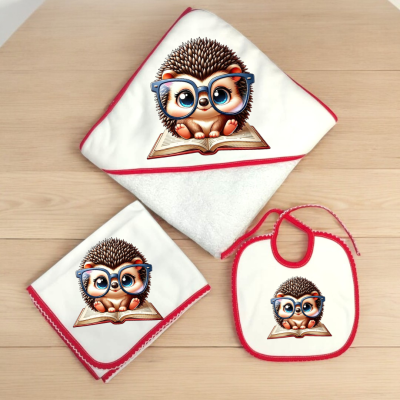 Conjunto de toalhas com porquinho-da-índia com óculos e livro