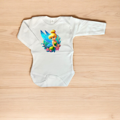 Body branco para bebé com estampa de fada colorida