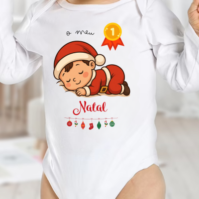 Body de bebé branco com estampa natalícia