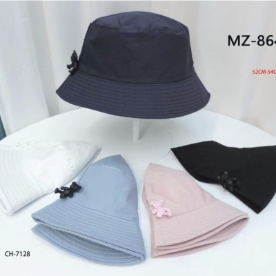 Chapéis bucket coloridos com ornamento de laço e ajuste de tamanho