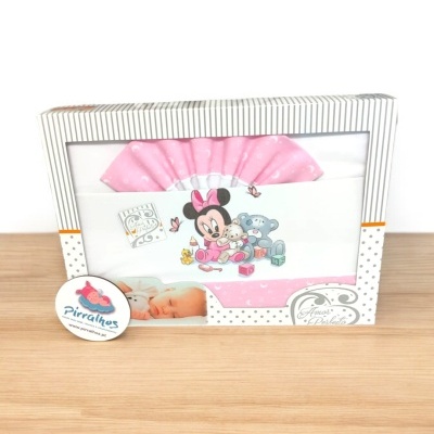 Jogo de cama infantil com estampa da personagem Minnie Mouse