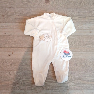 Macacão de bebé branco com estampa de urso e estrela