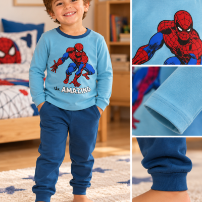 Pijama infantil azul com estampa do Homem-Aranha