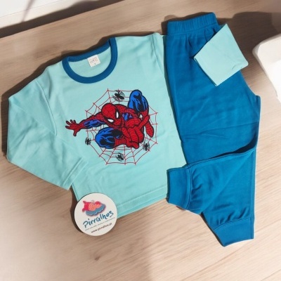Pijama infantil Homem-Aranha azul com camisola e calças
