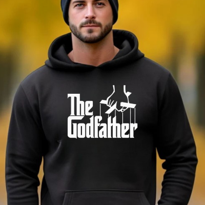 Sweatshirt preta com capuz 'The Godfather' estampado em branco
