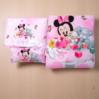 Conjunto de têxteis para bebé com estampa Minnie rosa e ursinhos