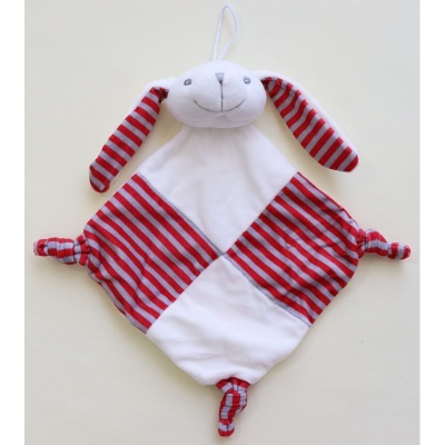 Manta de peluche com orelhas de coelho vermelhas e brancas