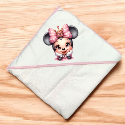 Toalha de bebé com capuz com desenho da Minnie Mouse