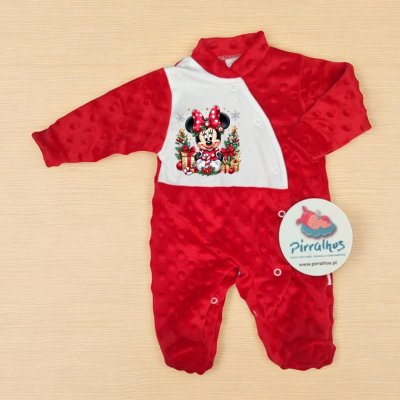 Macacão vermelho e branco para bebé com estampa da Minnie Natal