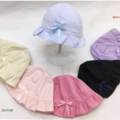 Chapéus de passeio infantis coloridos com babados e laços