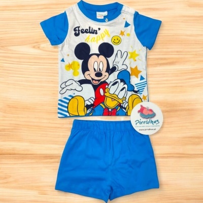 Conjunto infantil Mickey e Donald com t-shirt e calções azuis