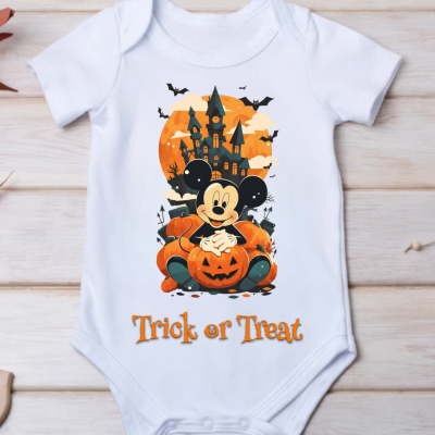Body branco para bebé com estampa de Halloween do Mickey Mouse e texto Trick or Treat