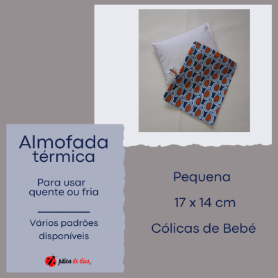 Almofada térmica pequena estampada e branca para cólicas de bebé, 17x14 cm