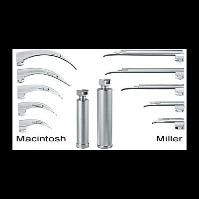 Conjunto de lâminas de laringoscópio Macintosh e Miller com punhos texturizados
