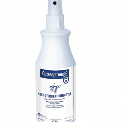 Frasco branco de spray Cutasept med F para desinfeção de pele