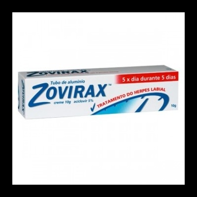 Caixa creme Zovirax 10g para herpes labial