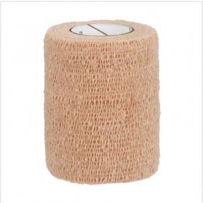 Rolo de penso elástico adesivo bege com textura tecida