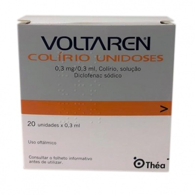 Embalagem do colírio Voltaren unidoses diclofenac sódico