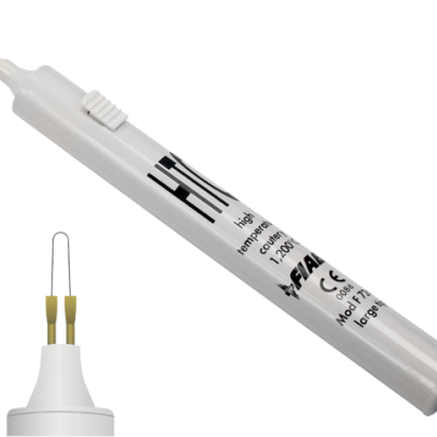 Caneta de solda elétrica branca com ponta metálica e suporte