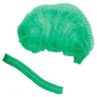 Touca e faixa elástica de proteção verde