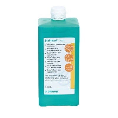Frasco verde de desinfetante para instrumentos Stabimed fresh da B Braun