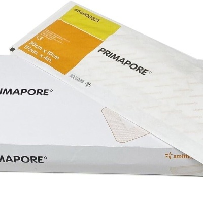 Caixa de curativos PRIMAPORE branco, amarelo e laranja com embalagem individual