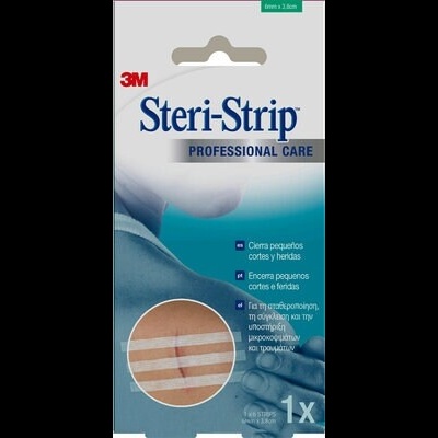 Embalagem de 3M Steri-Strip Professional Care com adesivos para cortes e feridas