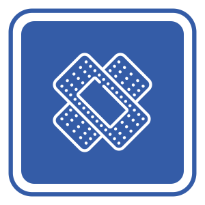 Ícone com pensos rápidos cruzados em fundo azul