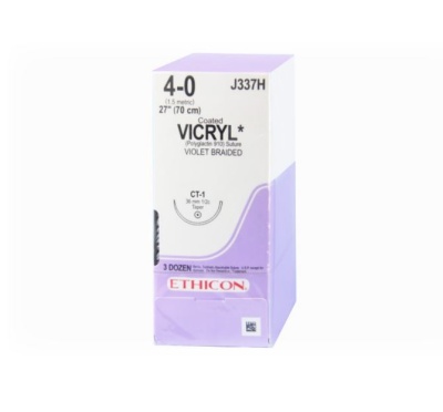 Embalagem de suturas cirúrgicas VICRYL coated violeta trançada tamanho 4-0 27 polegadas 70 cm