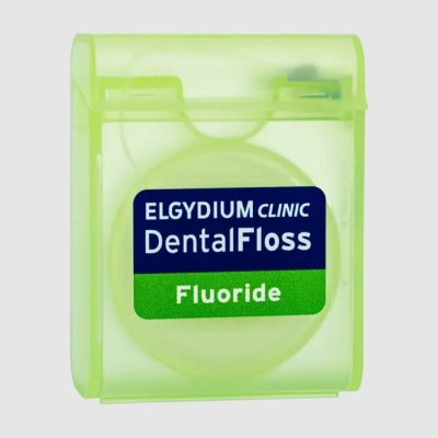 Dispensador verde translúcido de fio dentário ELGYDIUM CLINIC DentalFloss Fluoride