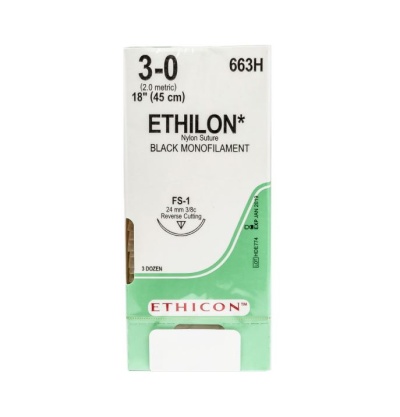 Embalagem de sutura nylon preto monofilamento ETHILON 3-0