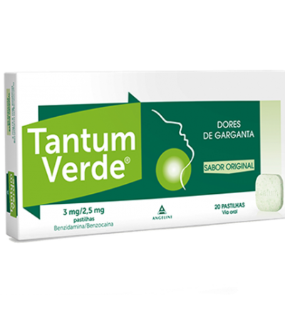 Caixa de pastilhas Tantum Verde para dores de garganta sabor original