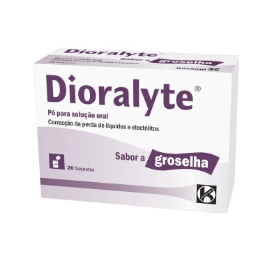 Embalagem de Dioralyte com sabor a groselha