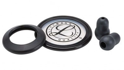 Conjunto de peças em silicone preto com texto LITTMANN QUALITY