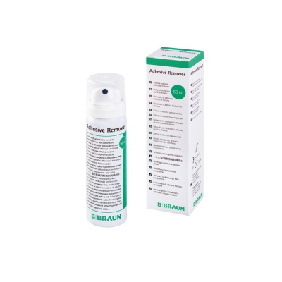 frasco branco de Adhesive Remover B BRAUN e caixa correspondente