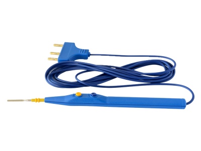 Caneta de teste elétrica azul com cabo e ficha de energia azul