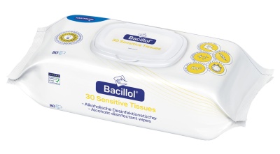 Pacote branco de toalhitas desinfetantes Bacillol 30 Sensitive Tissues