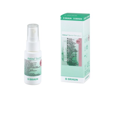 Frasco spray Askina Barrier Film B Braun com caixa verde e branca